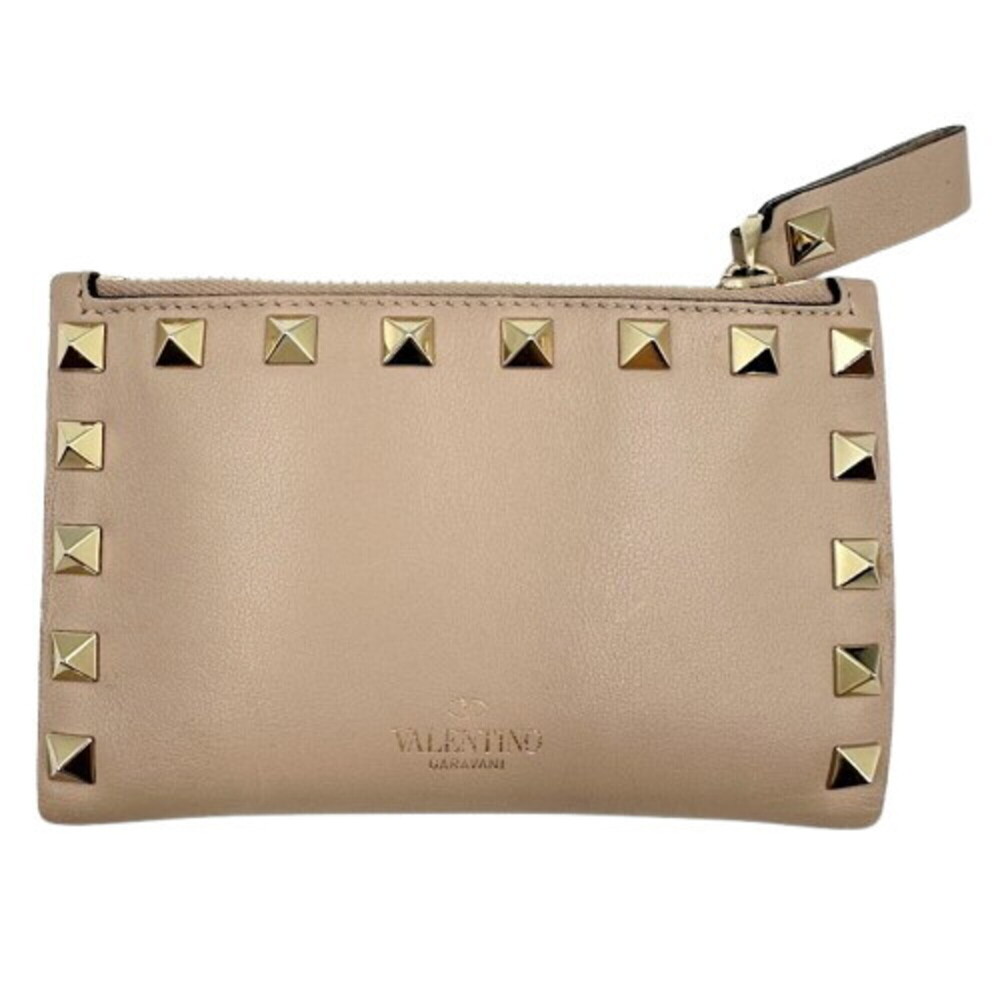 VALENTINO card case with studs, beige.